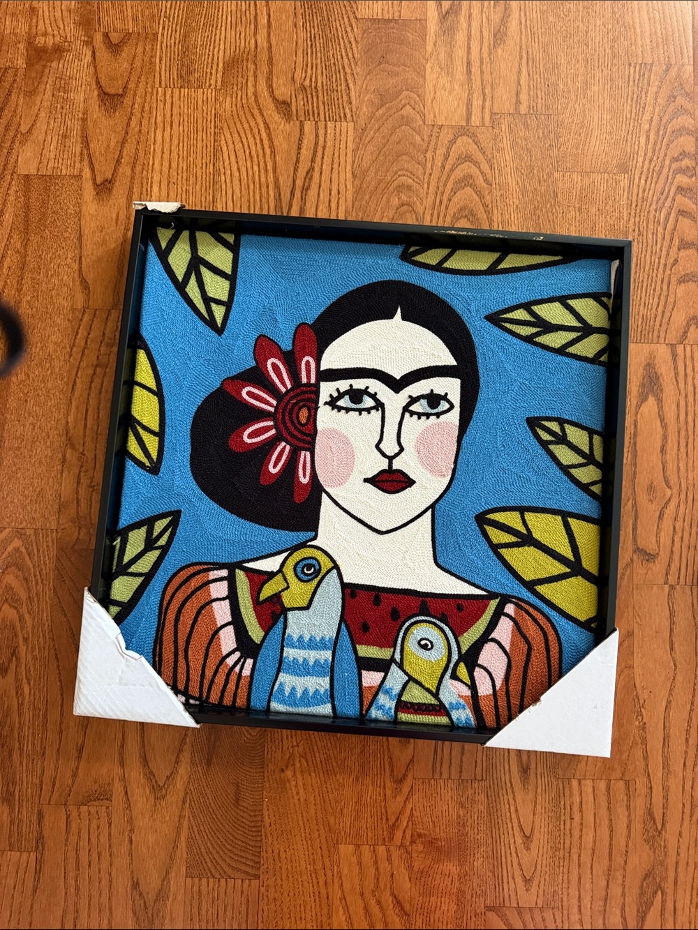 bp Blue Folk Portrait Wall Art with Birds